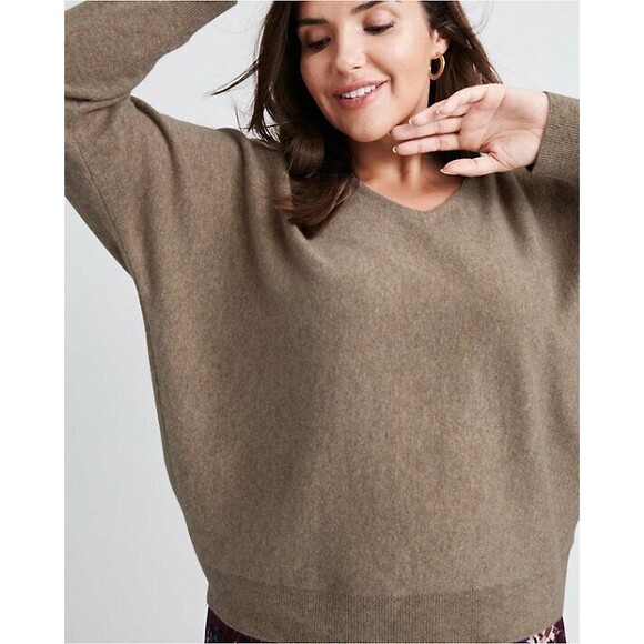 NWT New Womens 2X 1X Ryllace Plus 100% Cashmere Boyfriend Sweater Black Soft 228 - Picture 3 of 7